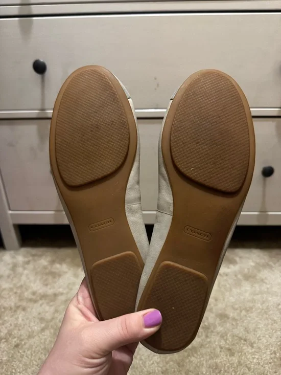 Authentic Coach Metallic Silver Ballet Flats | Signature Logo | Size 11 - Picture 2 of 4